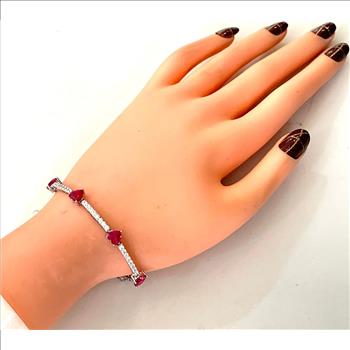 10.00ctw Ruby & Diamonique Diamond Tennis Bracelet