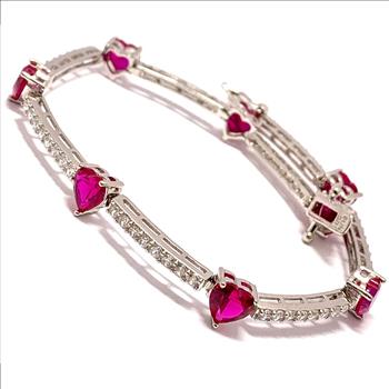 10.00ctw Ruby & Diamonique Diamond Tennis Bracelet