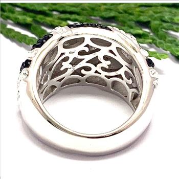 1.00ctw Black Spinel &  Diamonique Diamond Large Ring