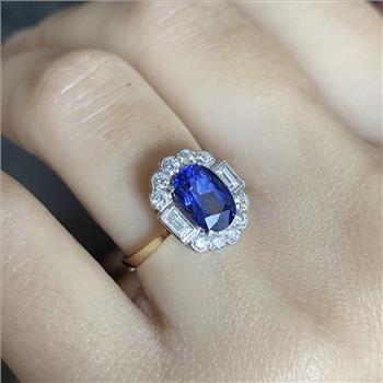 1.00ctw Blue & White Sapphire 18k Yellow Gold Overlay Ring Size 7