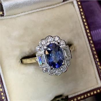 1.00ctw Blue & White Sapphire 18k Yellow Gold Overlay Ring Size 7