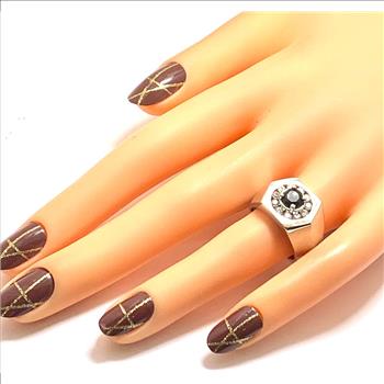 1.00ctw Diamonique Diamond & Black Spinel Ring