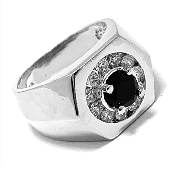 1.00ctw Diamonique Diamond & Black Spinel Ring