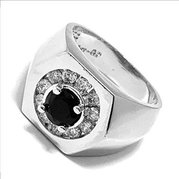 1.00ctw Diamonique Diamond & Black Spinel Ring