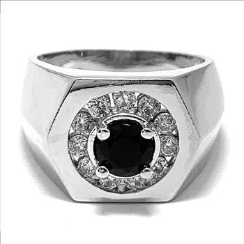 1.00ctw Diamonique Diamond & Black Spinel Ring