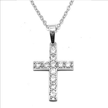 1.00ctw Diamonique Diamond Cross Necklace 18K Gold Overlay