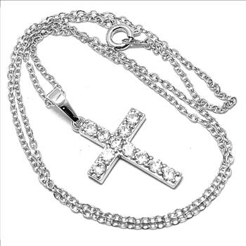 1.00ctw Diamonique Diamond Cross Necklace 18K Gold Overlay