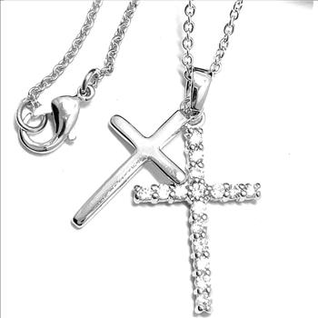 1.00ctw Diamonique Diamond Double Cross Necklace