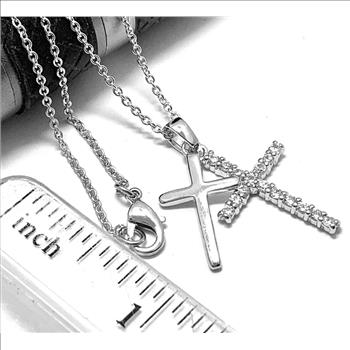 1.00ctw Diamonique Diamond Double Cross Necklace