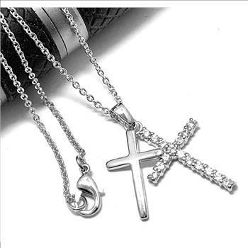 1.00ctw Diamonique Diamond Double Cross Necklace