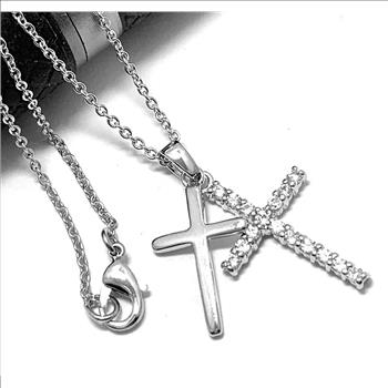 1.00ctw Diamonique Diamond Double Cross Necklace