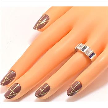 1.00ctw Diamonique Diamond & Sapphire Anniversary Ring