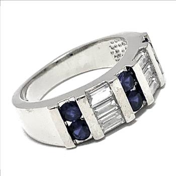 1.00ctw Diamonique Diamond & Sapphire Anniversary Ring