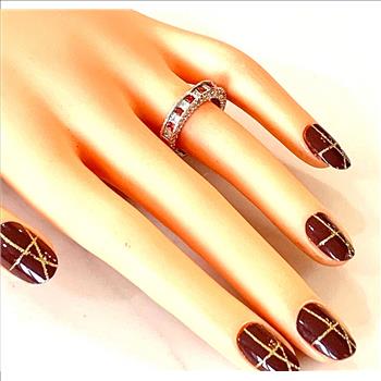 1.00ctw Garnet & Cubic Zirconia 18k White Gold Overlay Ring / Band