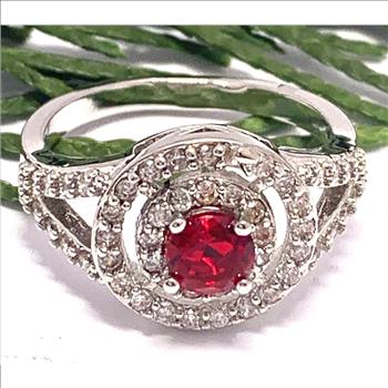 1.00ctw Ruby & Diamonique Diamond Ring Size 7