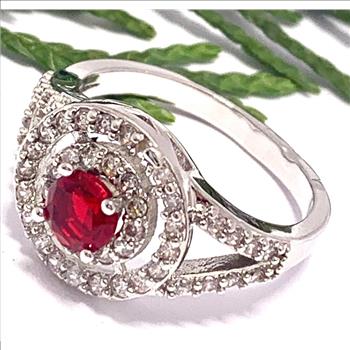 1.00ctw Ruby & Diamonique Diamond Ring Size 7