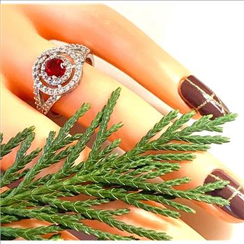 1.00ctw Ruby & Diamonique Diamond Ring Size 7