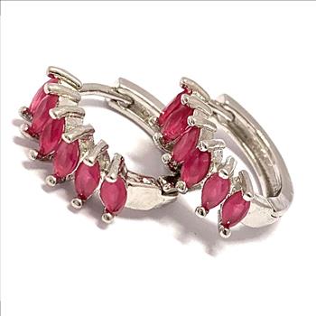 1.00ctw Ruby Hoop Earrings