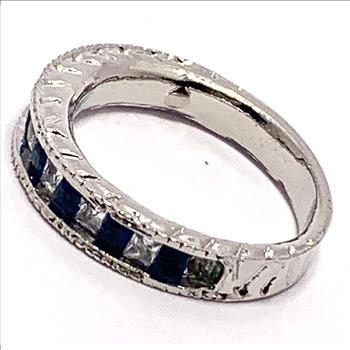 1.00ctw Sapphire & Cubic Zirconia 18k White Gold Overlay Ring / Band