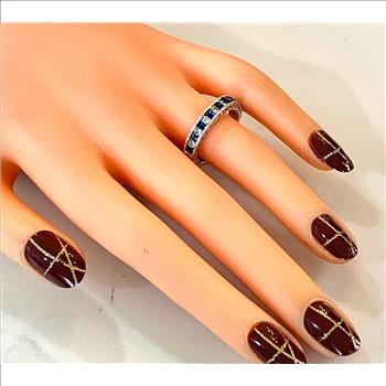 1.00ctw Sapphire & Cubic Zirconia 18k White Gold Overlay Ring / Band