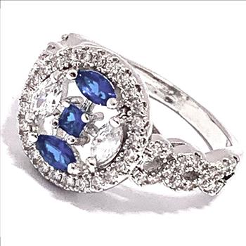 1.00ctw  Sapphire & Diamonique Diamond Ring Size 8