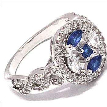 1.00ctw  Sapphire & Diamonique Diamond Ring Size 8