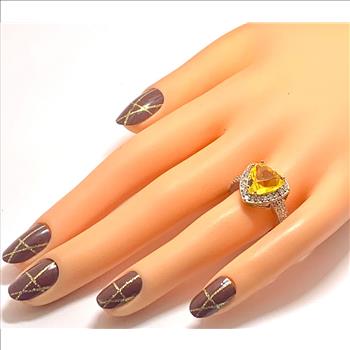 10.50ctw Citrine & Diamonique Diamond Ring SZ7.5
