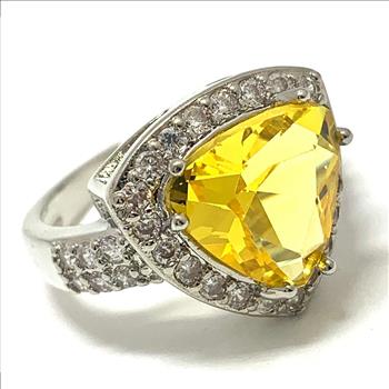 10.50ctw Citrine & Diamonique Diamond Ring SZ7.5