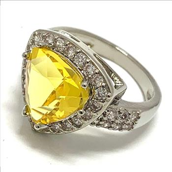 10.50ctw Citrine & Diamonique Diamond Ring SZ7.5