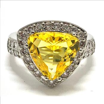 10.50ctw Citrine & Diamonique Diamond Ring SZ7.5