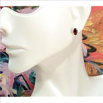 10k Yellow Gold 6x4mm Oval Cut Garnet Stud Earrings Beautifully Dainty