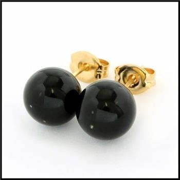 10k  Yellow Gold Onyx 8mm in Diameter Stud Earrings