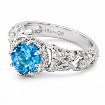 1.10ctw Swiss Blue Topaz & White Topaz Ring Size 8