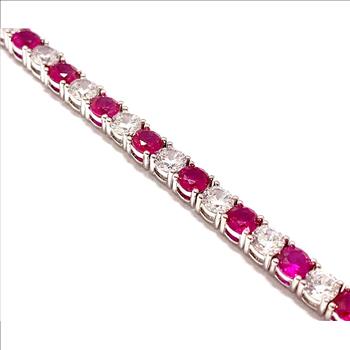 11.50ctw Ruby & Diamonique Diamond Tennis Bracelet in 18K Gold Overlay – Designer Inspired