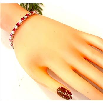 11.50ctw Ruby & Diamonique Diamond Tennis Bracelet in 18K Gold Overlay – Designer Inspired