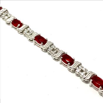 11.75 ctw Ruby & Diamond Diamonique Tennis Bracelet