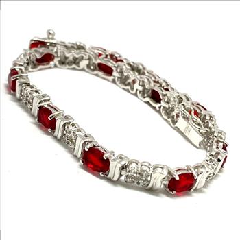 11.75 ctw Ruby & Diamond Diamonique Tennis Bracelet