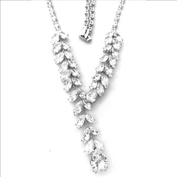 119.00ctw CZ 18k White Gold Ovr Statement Necklace 18