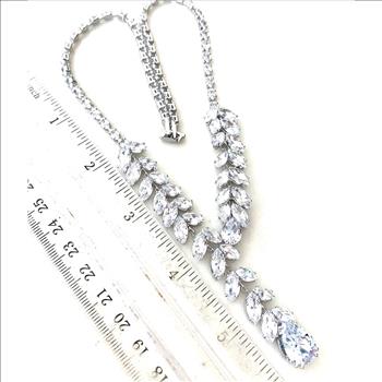 119.00ctw CZ 18k White Gold Ovr Statement Necklace 18