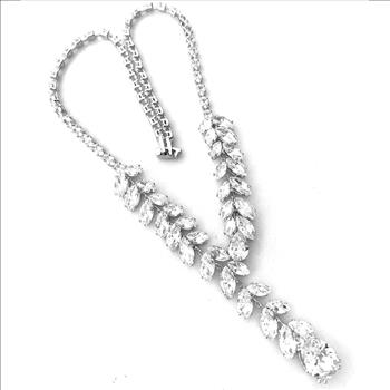 119.00ctw CZ 18k White Gold Ovr Statement Necklace 18