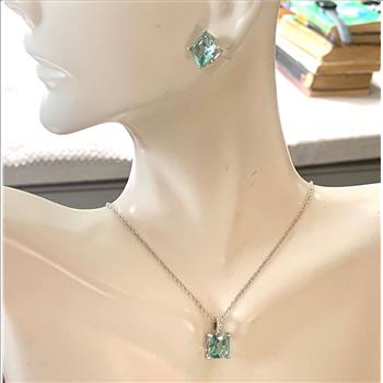 12.00ctw Green Tourmaline Set 18k White Gold Overlay