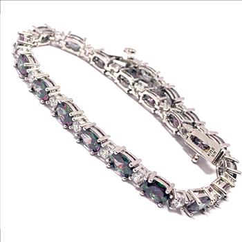 12.00ctw Mystic Topaz & Diamonique Diamond Tennis Bracelet