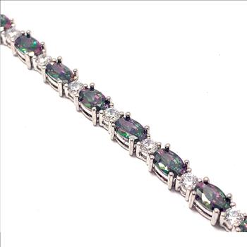 12.00ctw Mystic Topaz & Diamonique Diamond Tennis Bracelet