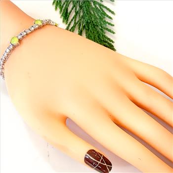 12.00ctw Opal & Diamonique Diamond Tennis Bracelet in 18K Gold Overlay – Designer Inspired