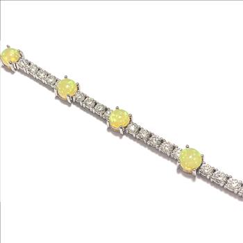 12.00ctw Opal & Diamonique Diamond Tennis Bracelet in 18K Gold Overlay – Designer Inspired