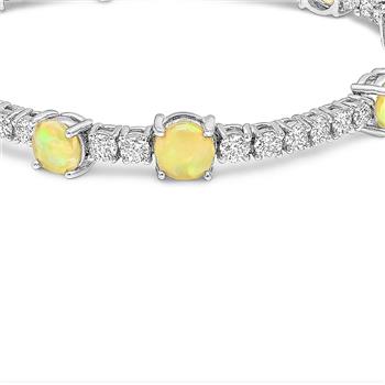 12.00ctw Opal & Diamonique Diamond Tennis Bracelet in 18K Gold Overlay – Designer Inspired