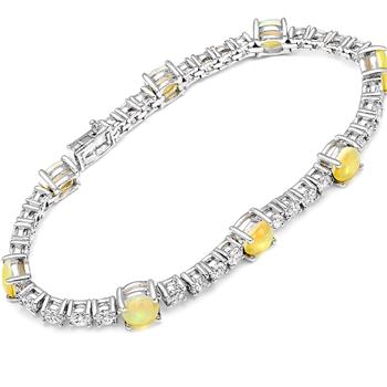 12.00ctw Opal & Diamonique Diamond Tennis Bracelet in 18K Gold Overlay – Designer Inspired
