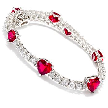 12.00ctw Ruby & Diamonique Diamond Tennis Bracelet in 18K Gold Overlay – Designer Inspired