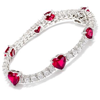 12.00ctw Ruby & Diamonique Diamond Tennis Bracelet in 18K Gold Overlay – Designer Inspired