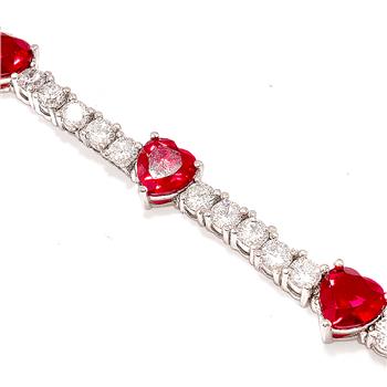 12.00ctw Ruby & Diamonique Diamond Tennis Bracelet in 18K Gold Overlay – Designer Inspired